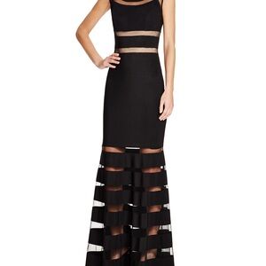 Elegant Navy Sheer Panel Dress (Prom, Wedding Guest)